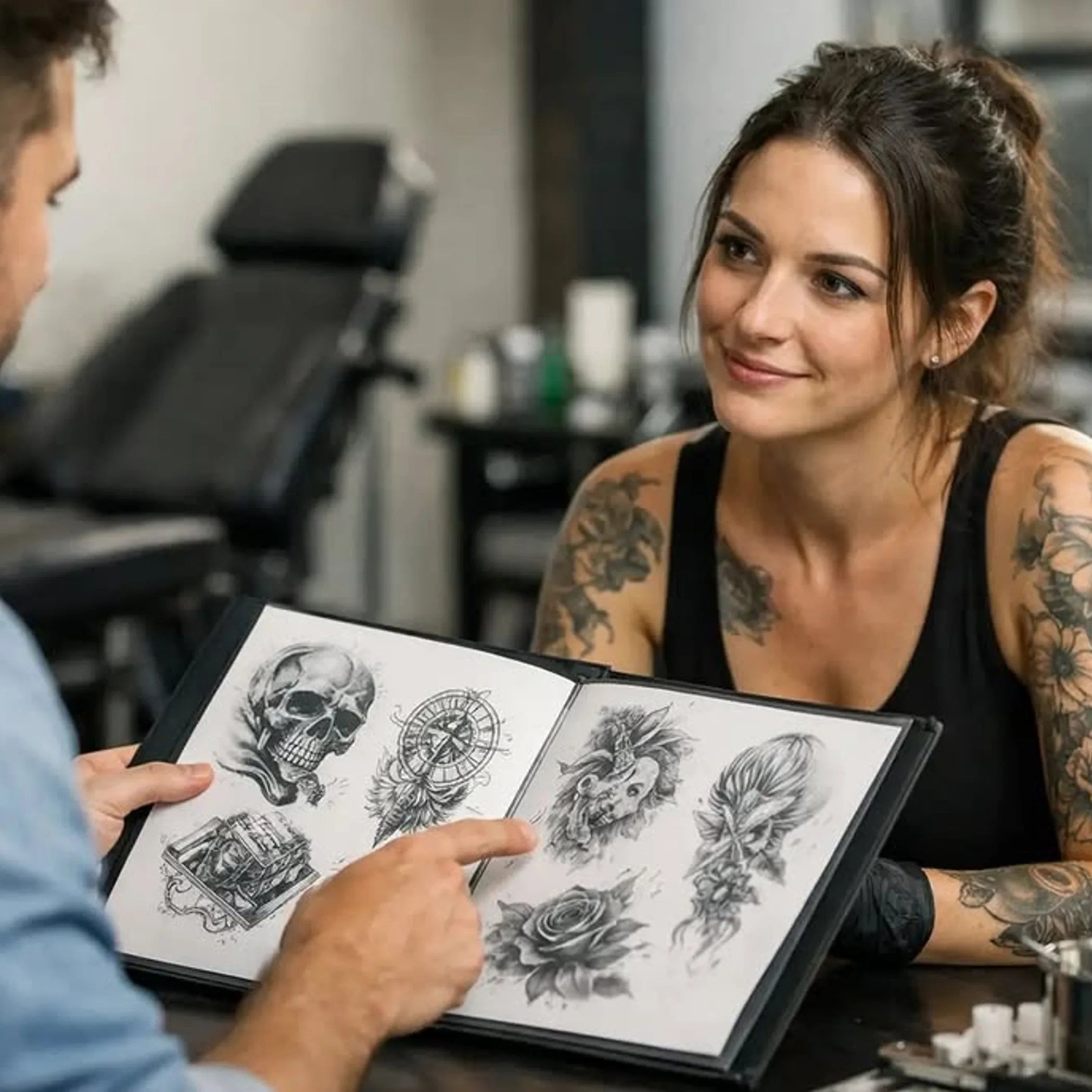tattoo consultation in hygienic studio